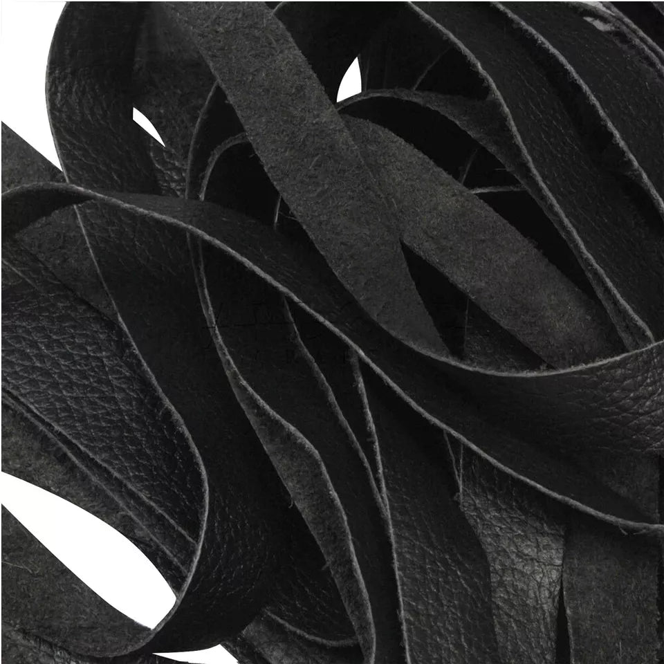 Handmade Genuine Black Leather Flogger Premium Braided 25 Tails