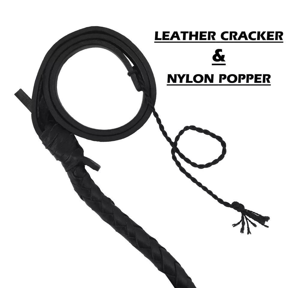 6 Feet Handmade Bullwhip Premium 12 Plait Cowhide Leather with Wooden Core Bullwhips