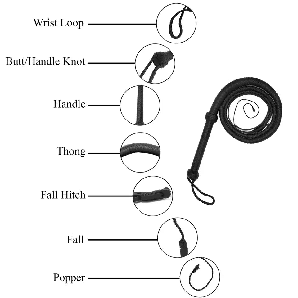 Indiana Jones 6 Feet Heavy Duty Cowhide Leather Bullwhip 12 Plaits Quality for Training Recreation