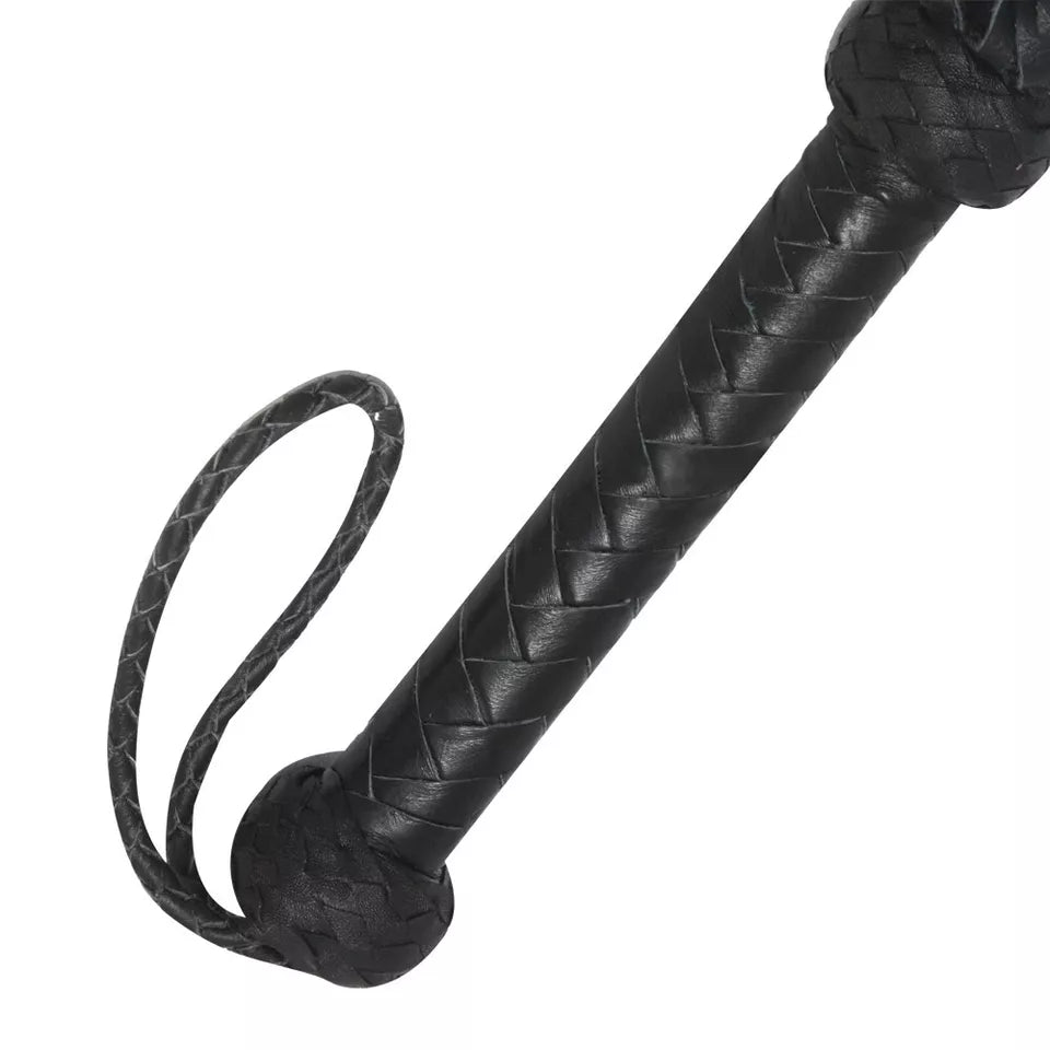Heavy Duty Black Cowhide Leather Flogger Thuds Impact Whip Handmade
