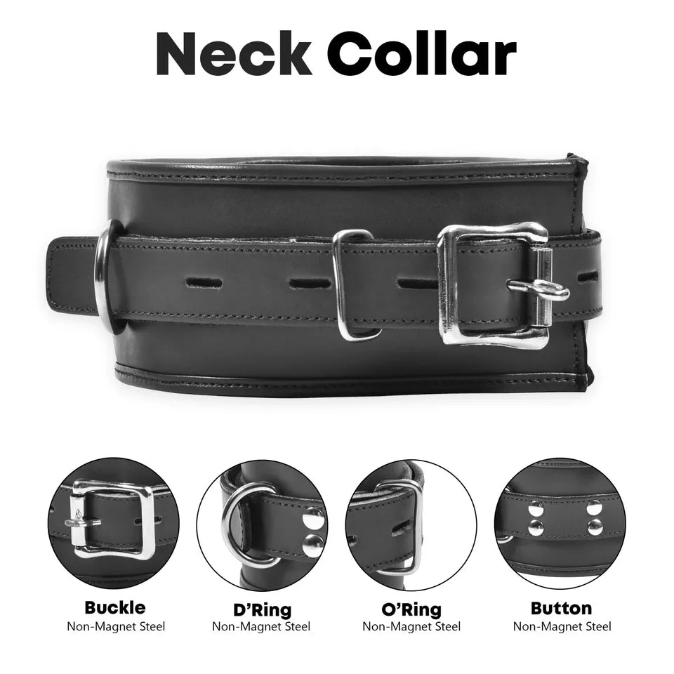 Real Leather BDSM Restraints Wrist Ankle Thigh Cuffs Handmade 7 Pieces Set