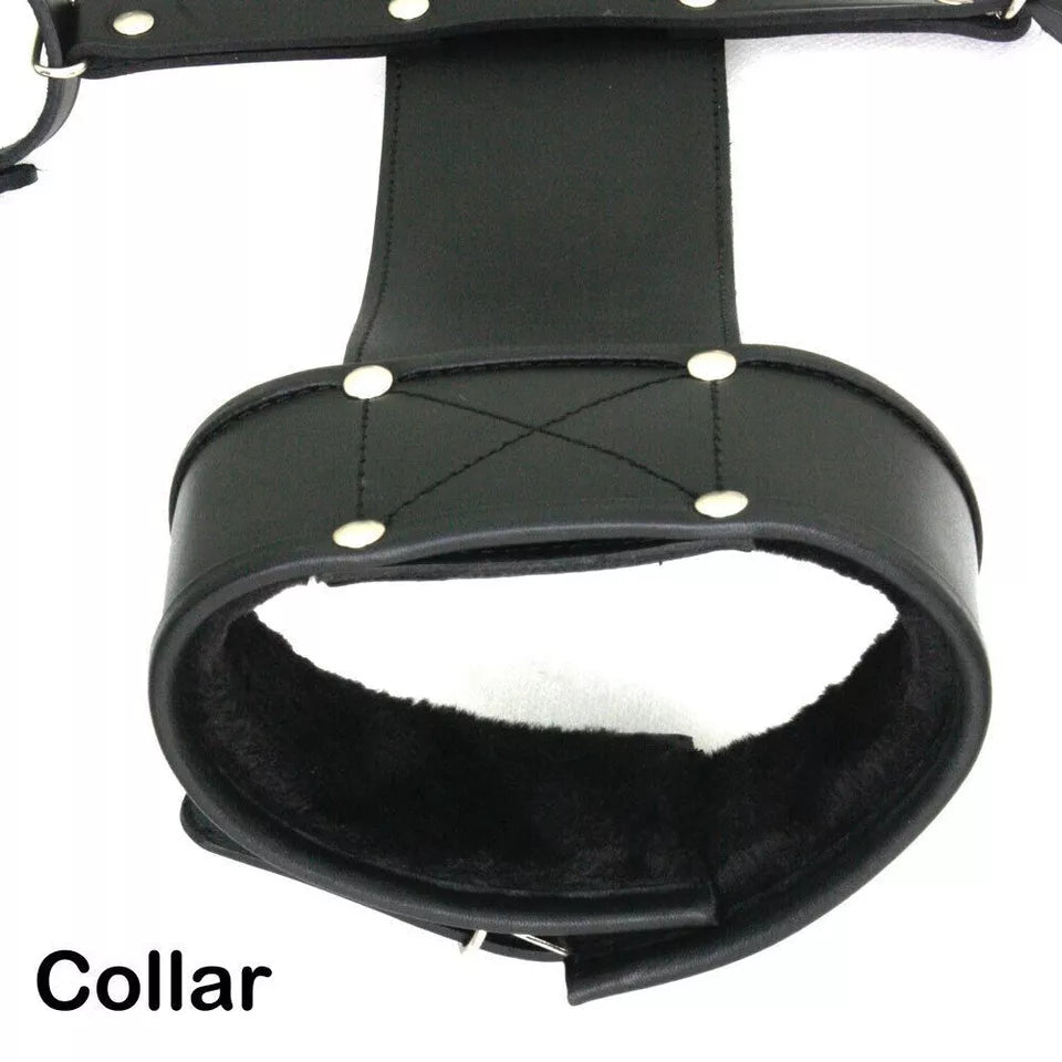 BD*SM Real Cowhide Leather Restraints Wrist Neck Arm Cuffs Adjustable Handmade