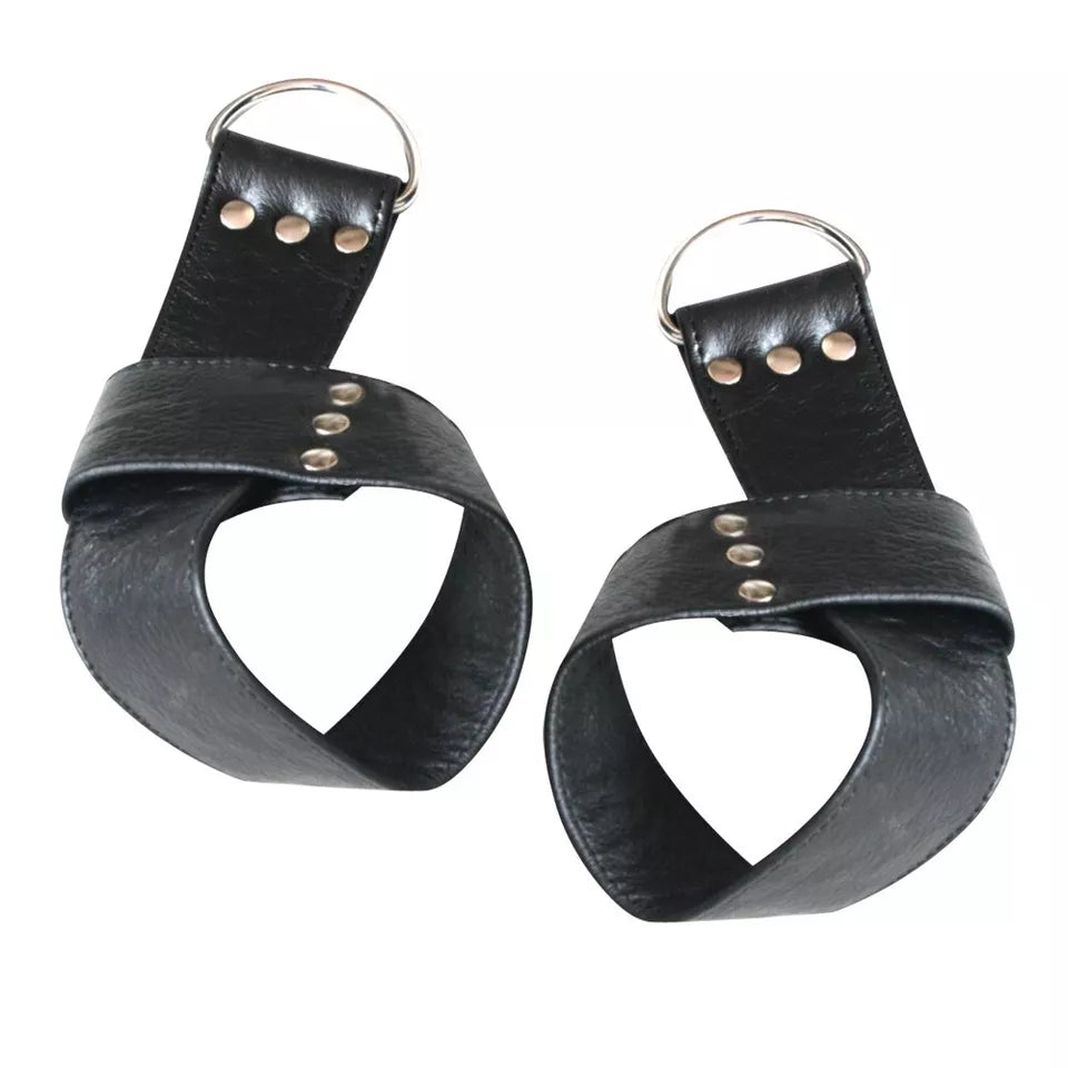 2 Pieces Real Cowhide Leather BD*SM Suspension Wrist Cuffs belts for Restraint Handmade