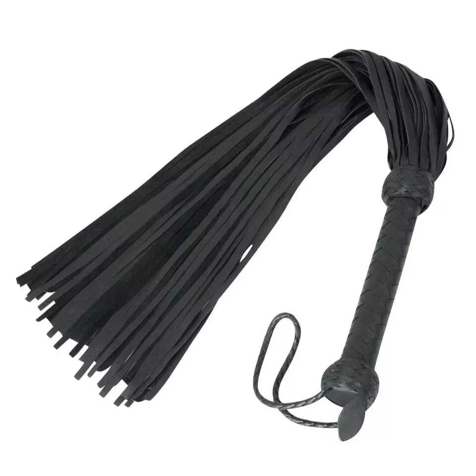 BDSM Heavy Duty Cowhide Leather Flogger 50 Thick Tails for Deep Impact Handmade