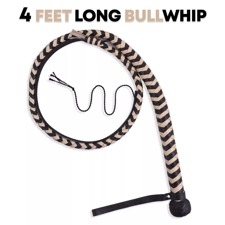 Handmade 4 Feet Genuine Leather Bullwhip Premium Indiana Jones Style for Performance Collecting