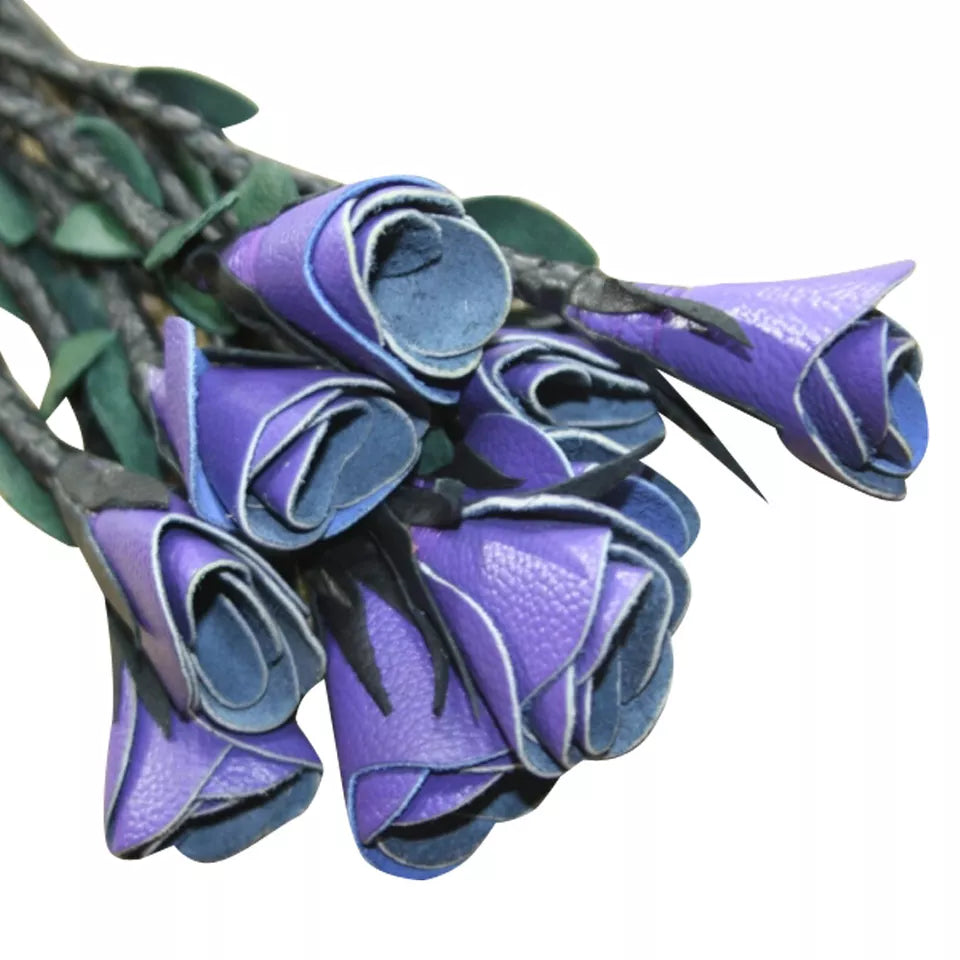 Genuine Leather Flogger with Purple Rose Elegant Durable Design