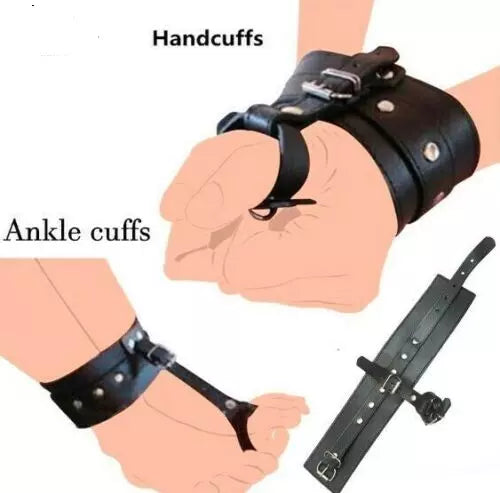 BD*SM Genuine Cowhide Handmade Leather Wrist Cuffs Restraints Thumb Ankle Toe Cuffs