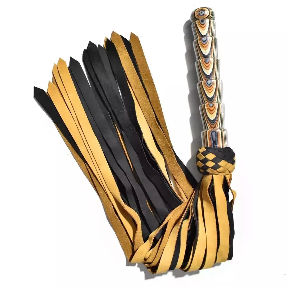 Suede Leather Flogger 32 Genuine Cowhide with Braided Handle 25 Soft Tails