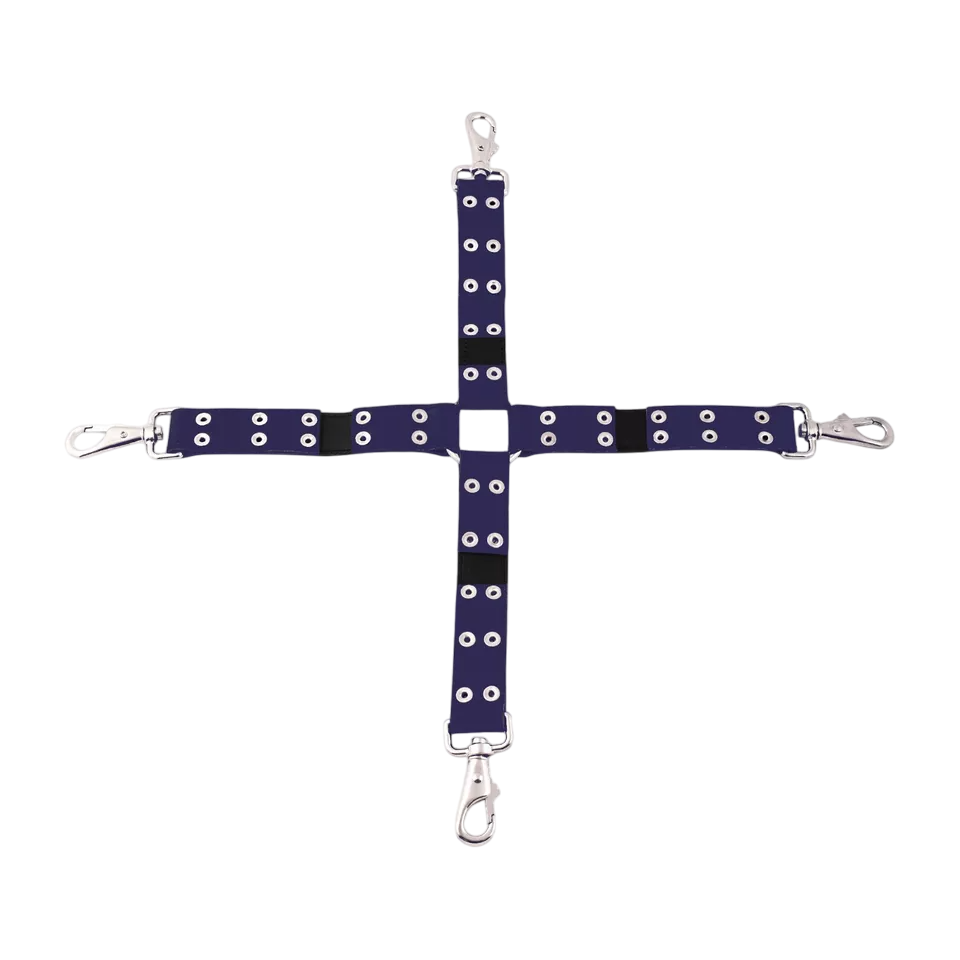 17 Cowhide Leather BDSM* Hog Tie Four Way Pin Connector with Swivel Snap Hooks