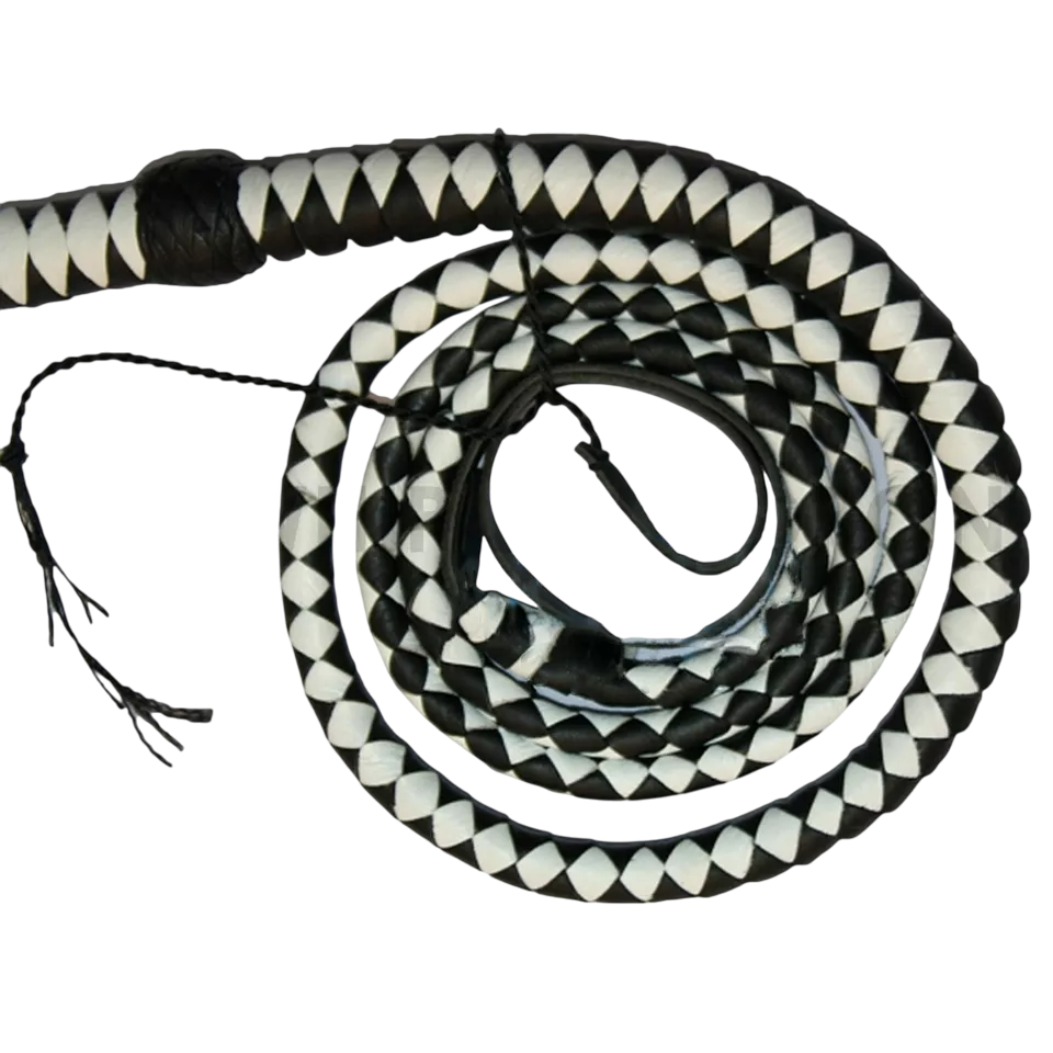 6 Feet Handmade Bullwhip 12-Plait Cowhide Leather Professional Grade
