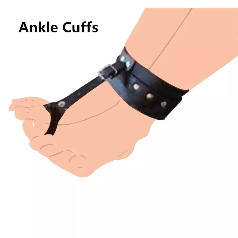 BD*SM Genuine Cowhide Handmade Leather Wrist Cuffs Restraints Thumb Ankle Toe Cuffs