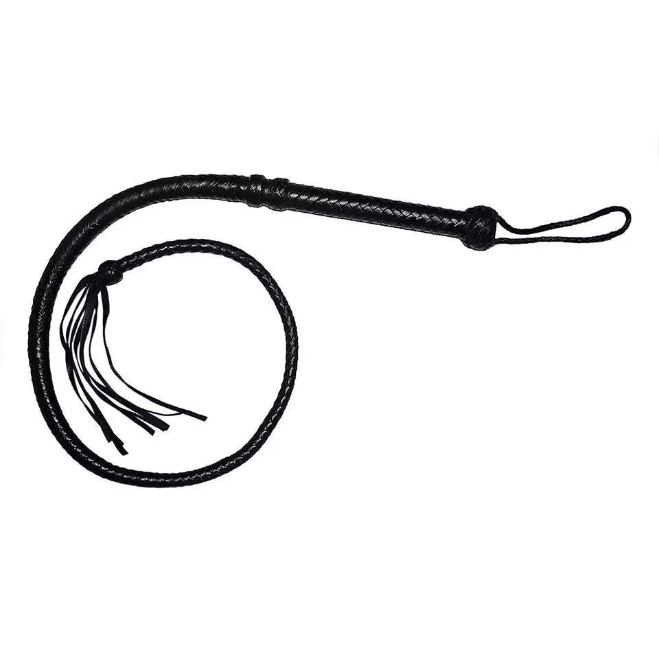 3 to 6 Feet Handcrafted Genuine Cow Hide Leather Bull Whip with Braided Knobs