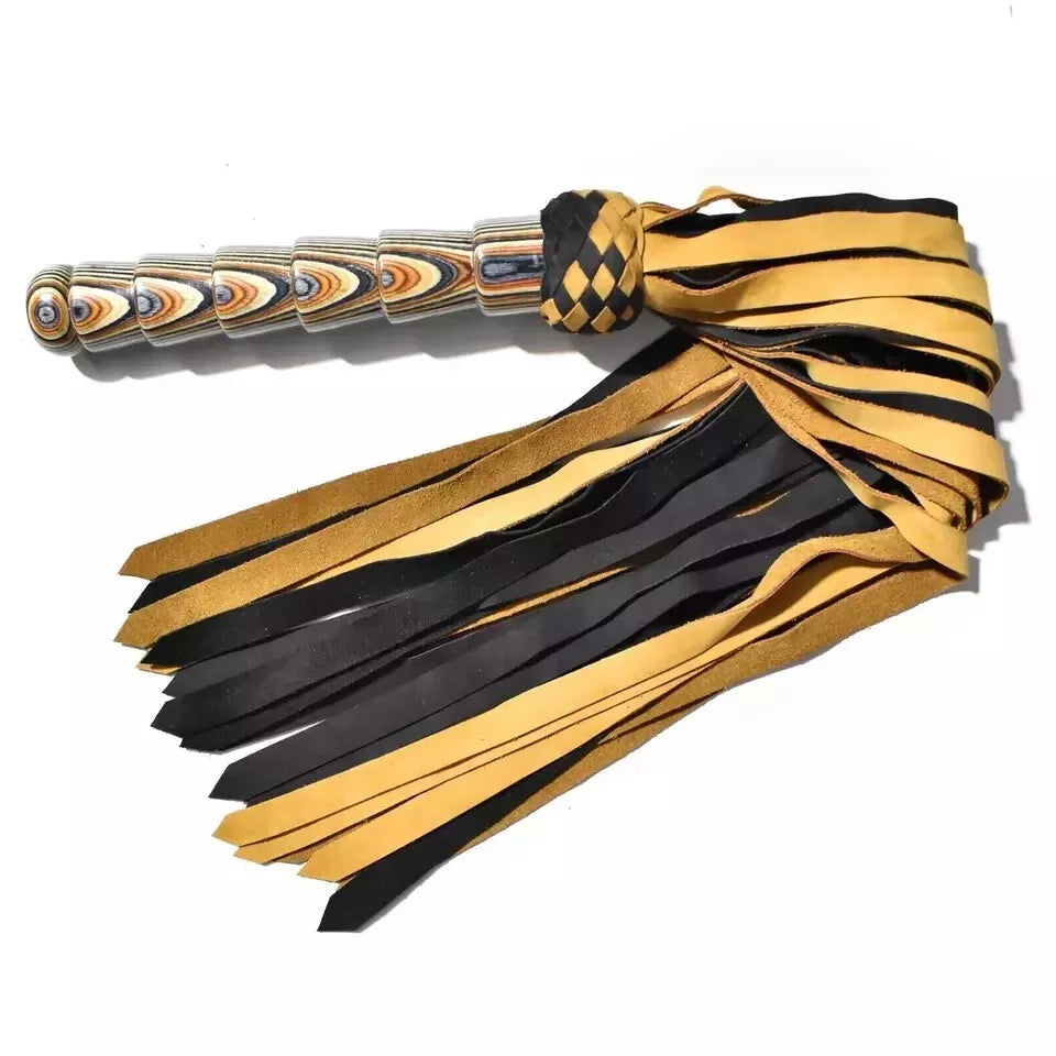Suede Leather Flogger 32 Genuine Cowhide with Braided Handle 25 Soft Tails