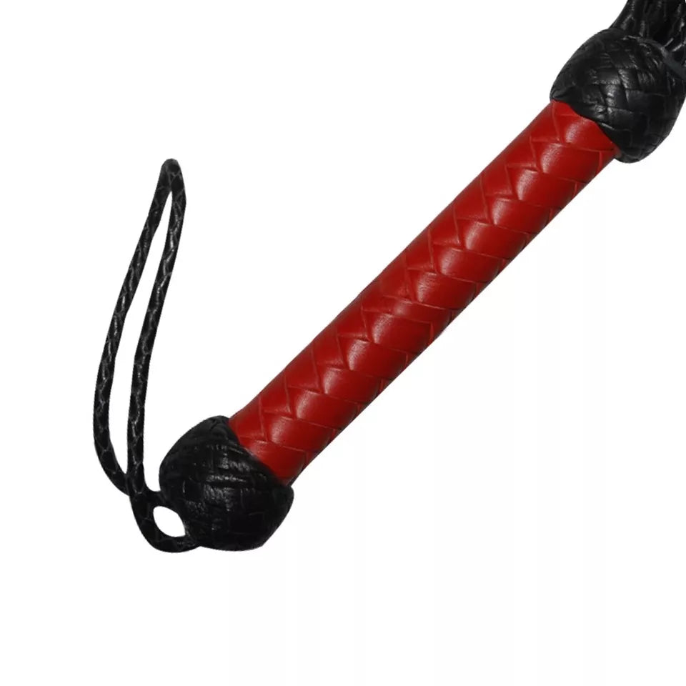 Handcrafted Genuine Cowhide Leather Flogger with Red Roses