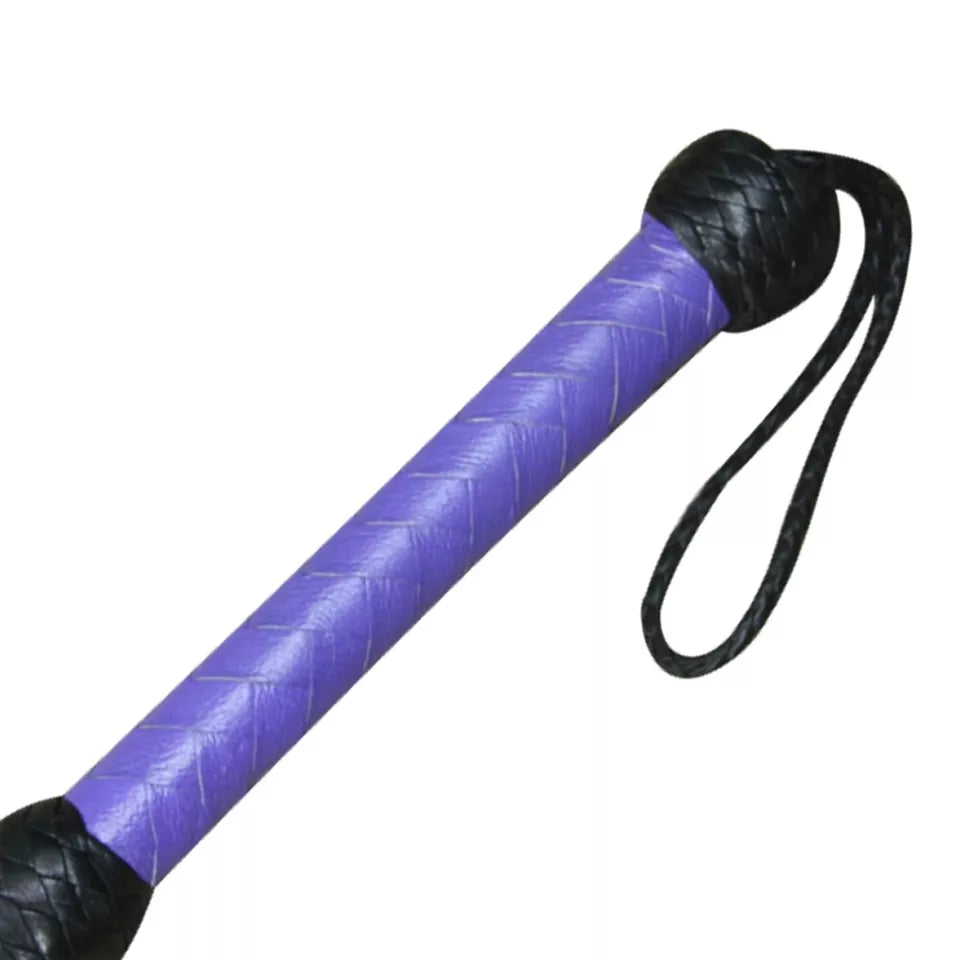 Genuine Leather Flogger with Purple Rose Elegant Durable Design