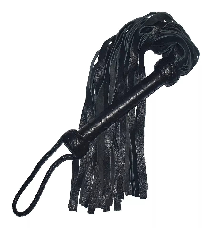 Handmade Genuine Black Leather Flogger Premium Braided 25 Tails