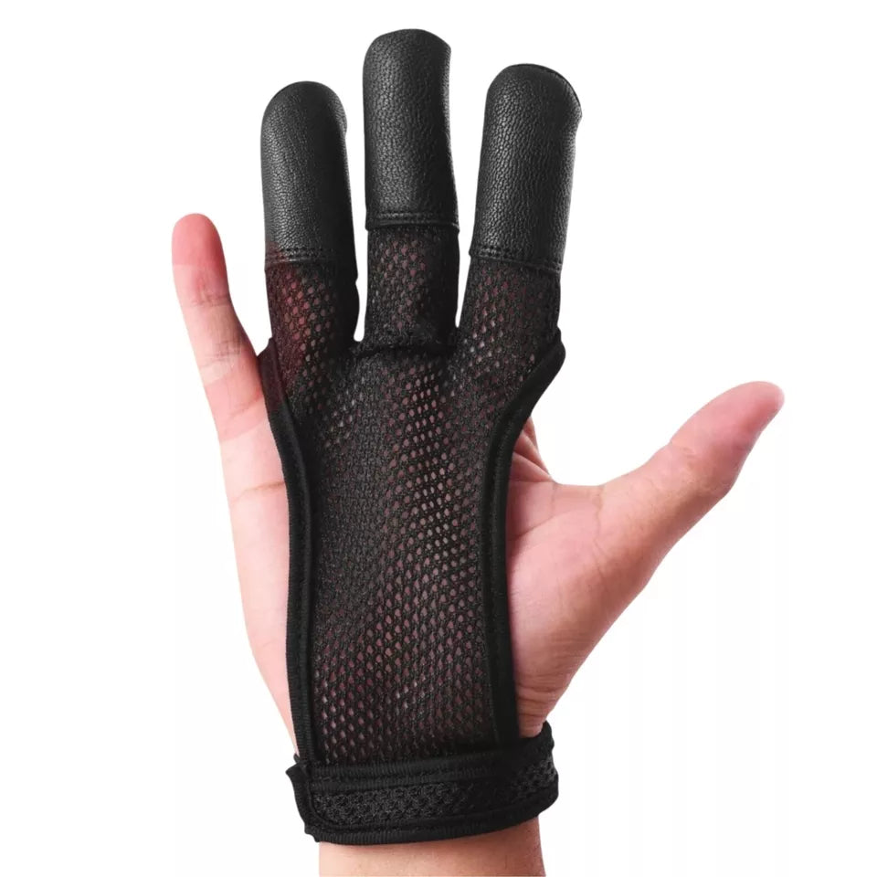 3 Finger Leather Glove Arrow Guard for Compound Bow Shooting Handmade