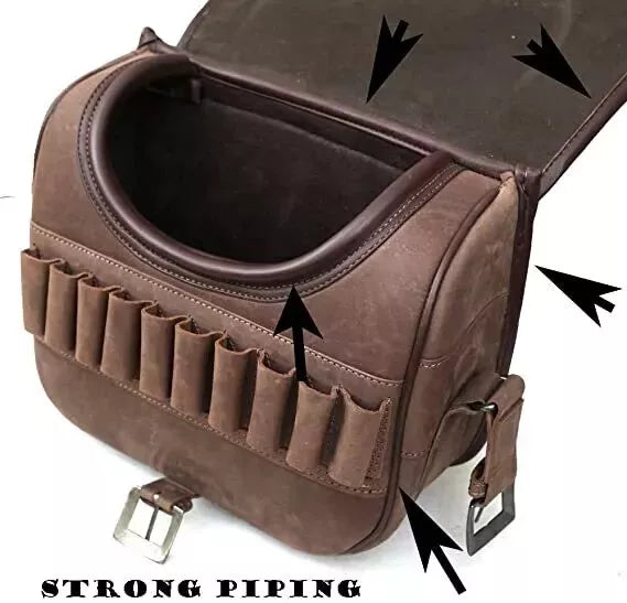 Leather Shotgun Cartridge Bag 120 Shell Capacity Handmade