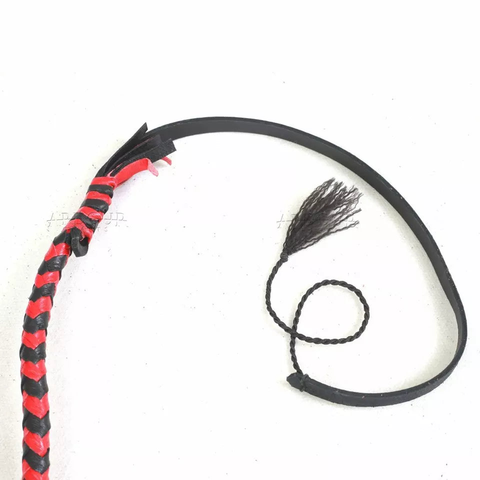 Cow Hide Leather BULLWHIP 6 Feet Long 12 Plait Indiana Jones Whip with Black Holder