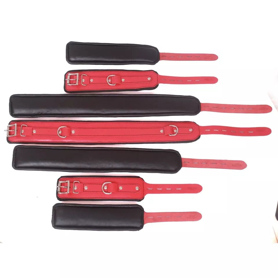 7 Pieces BD*SM Leather Restraints Set Ultra Soft Padded Adjustable Wrist Ankle Cuffs