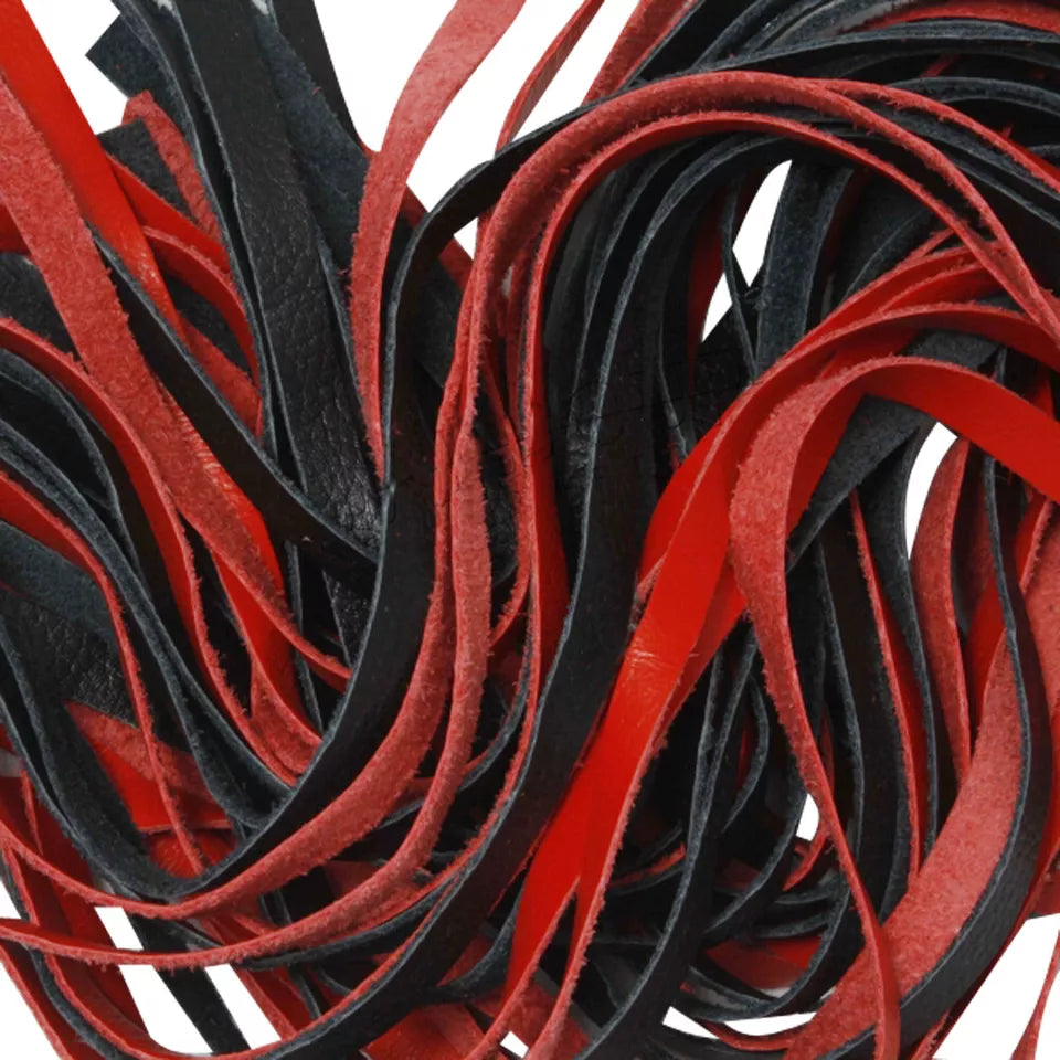 Red and Black Genuine Leather 50 Tail Flogger Handmade Durable Handmade