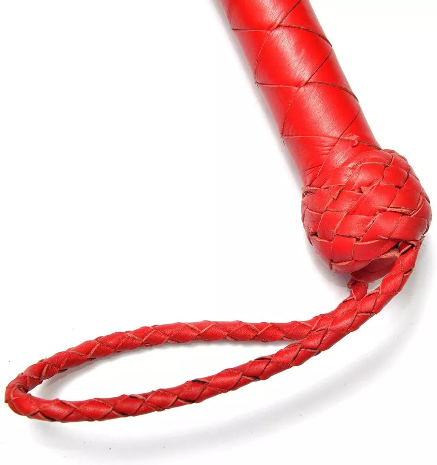 Red Genuine Leather Revolving Flogger 26 Soft Suede Durable Cowhide Tails for Precision