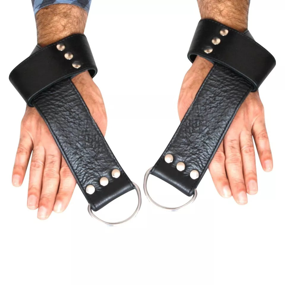 2 Pieces Real Cowhide Leather BD*SM Suspension Wrist Cuffs belts for Restraint Handmade