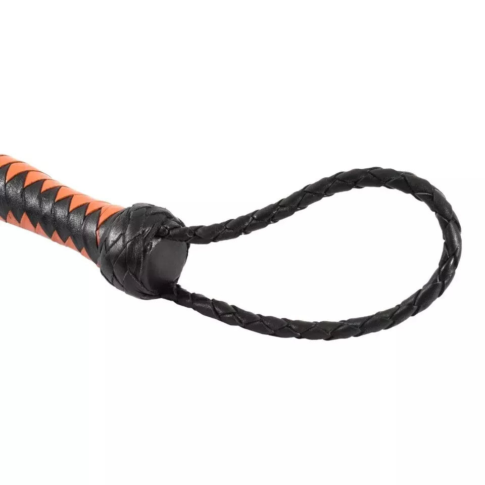 24 Genuine Leather Riding Crop Whip Black Tan Functional Horse Costume Accessory
