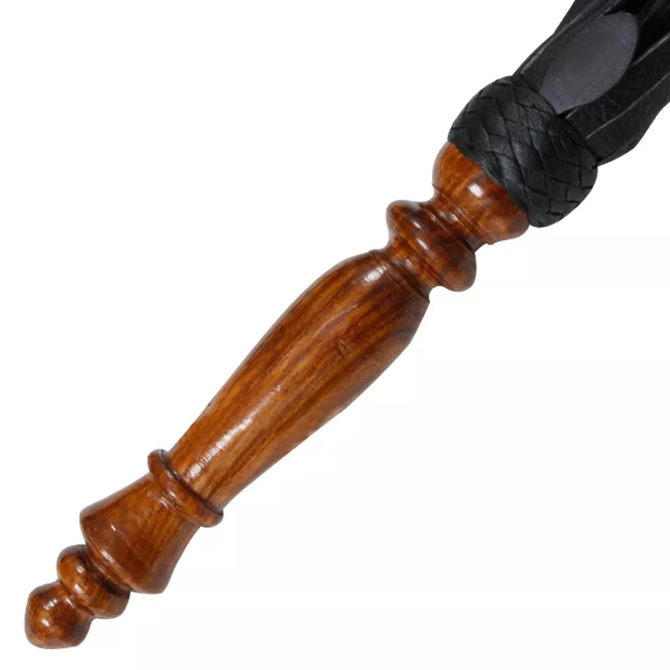 Handmade Genuine Cowhide Leather Flogger 25 Tail BDSM Whip with Solid Wood Handle