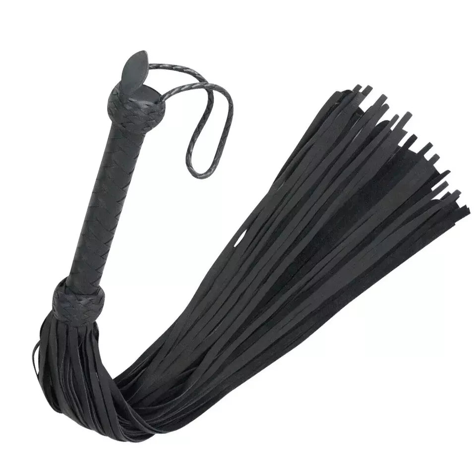 BDSM Heavy Duty Cowhide Leather Flogger 50 Thick Tails for Deep Impact Handmade