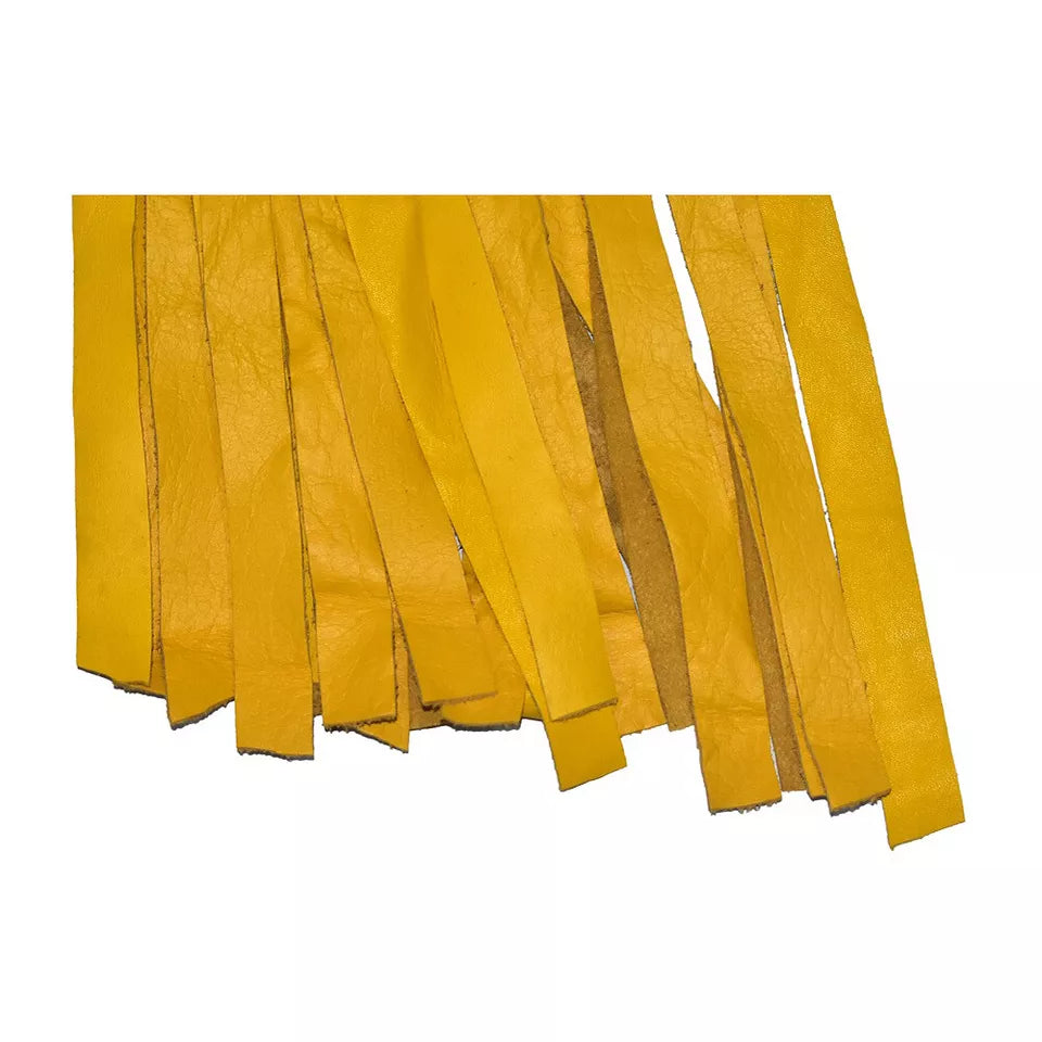 Yellow Genuine Cowhide Leather Flogger 25 Tail Handmade Design