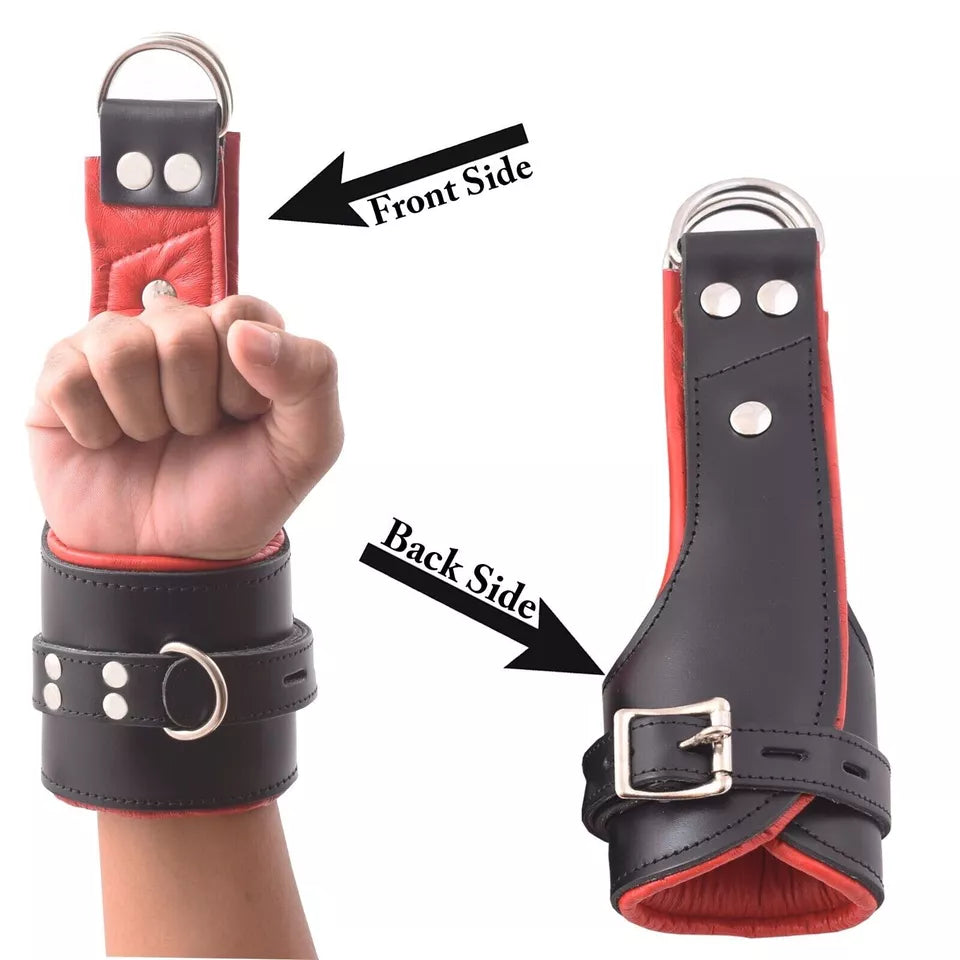 Cowhide Leather Wrist Ankle Cuffs BD*SM Restraint Set Handmade