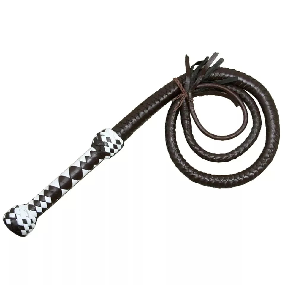 Handcrafted Genuine Cowhide Leather Bullwhip 4 Feet 12-Plait Overlay Durable Ergonomic Design