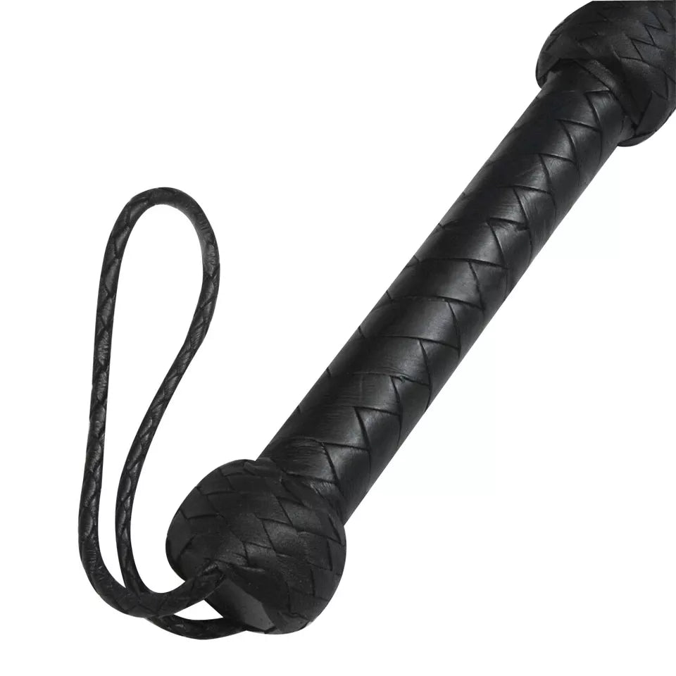 Handmade Genuine Black Leather Flogger Premium Braided 25 Tails