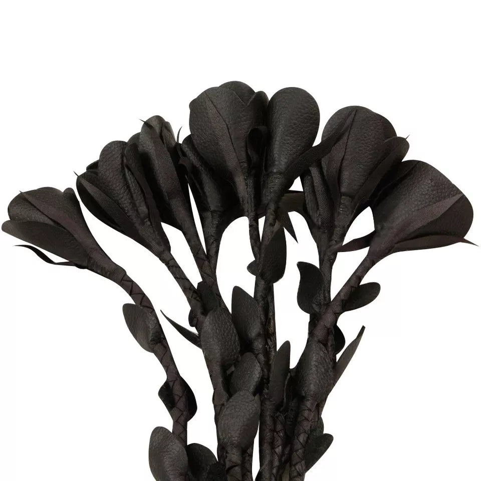 Genuine Cowhide Leather Flogger with Red Rose Tails Handmade