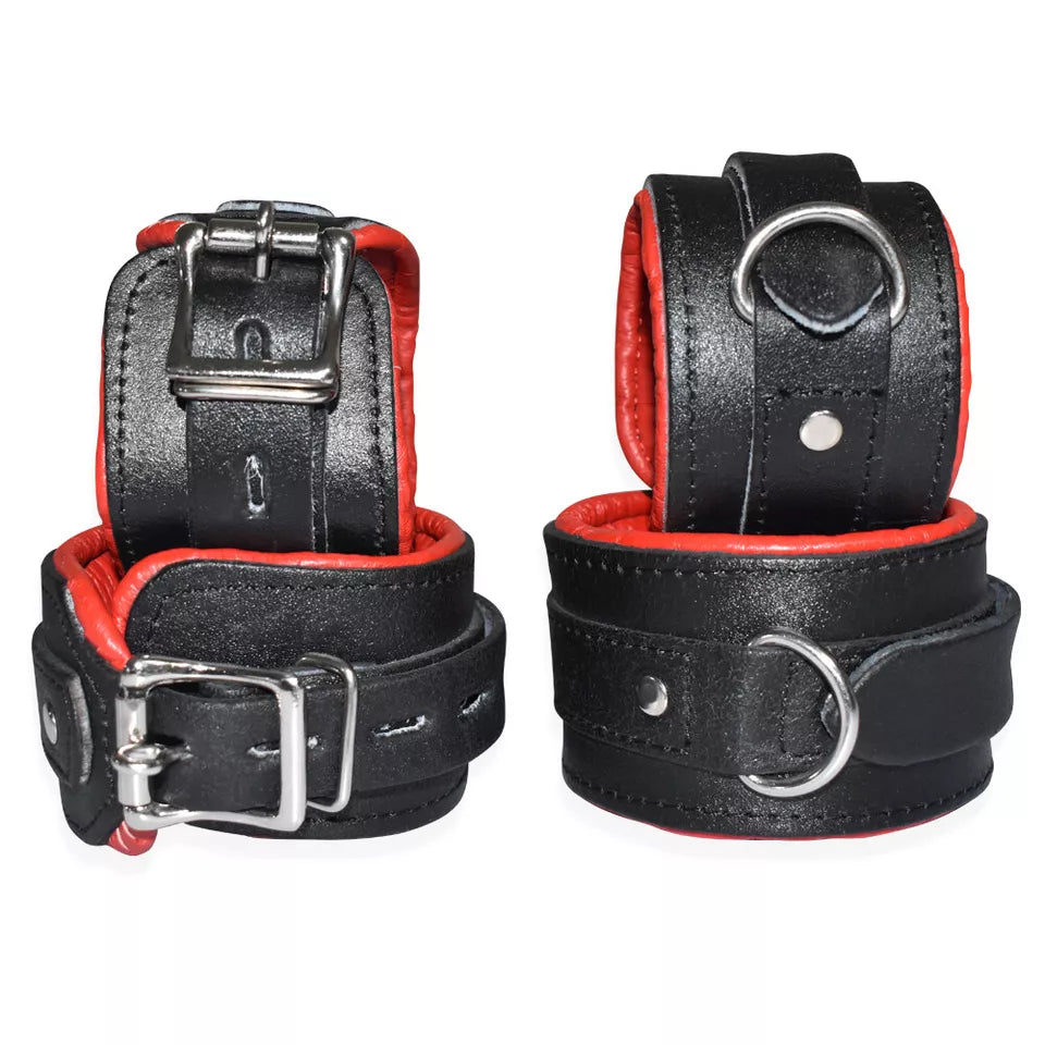 7 Piece BD*SM Genuine Cowhide Leather Set Wrist Ankle Thigh Cuffs Collar Restraints
