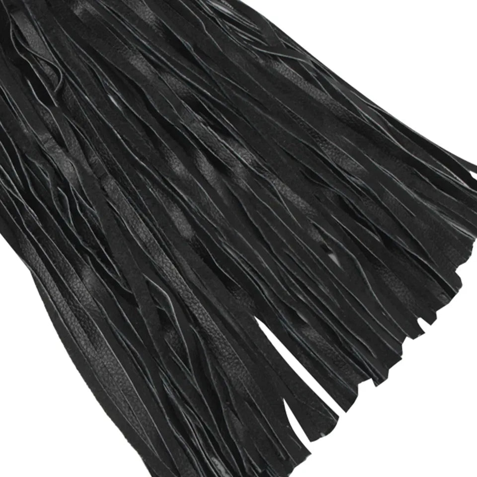 Heavy Duty Black Cowhide Leather Flogger Thuds Impact Whip Handmade