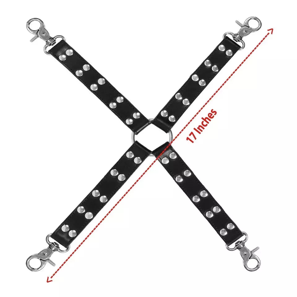 Hog Tie Connector with 4 Way Snap Clips Leather Strap 17