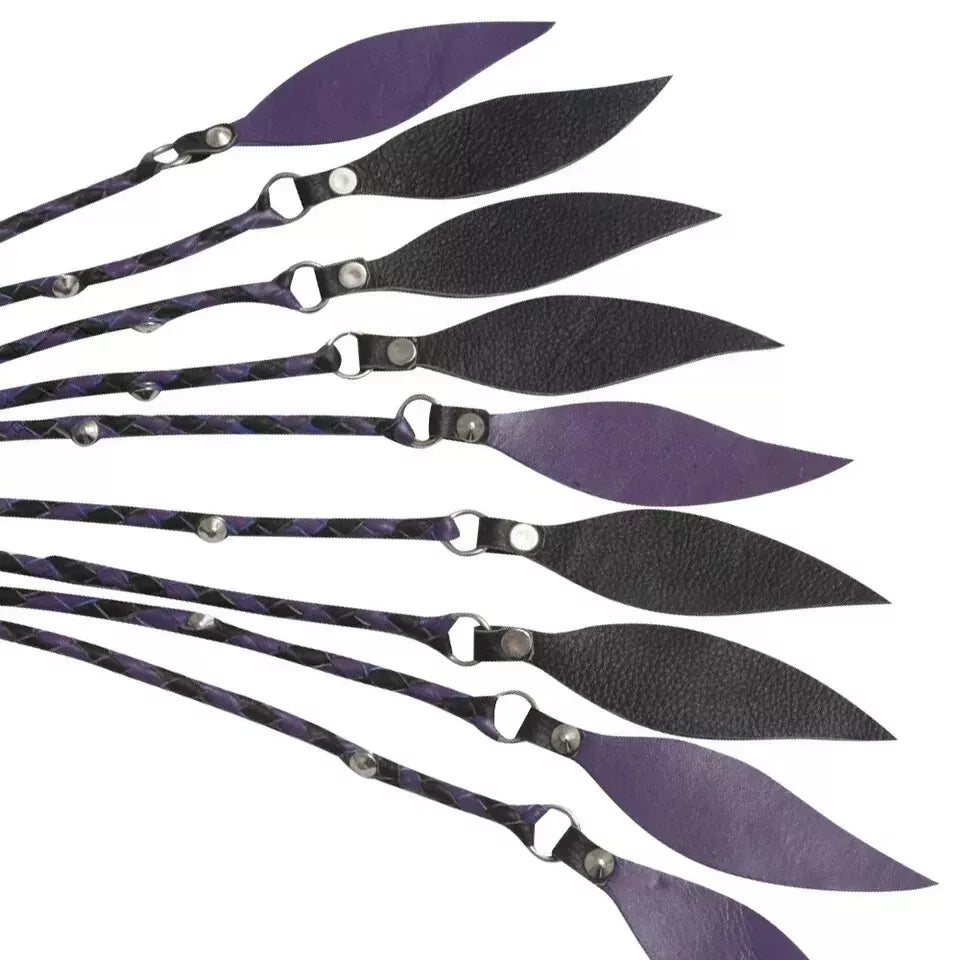 Handcrafted Purple Black Cat O Nine Flogger Elegant Durable