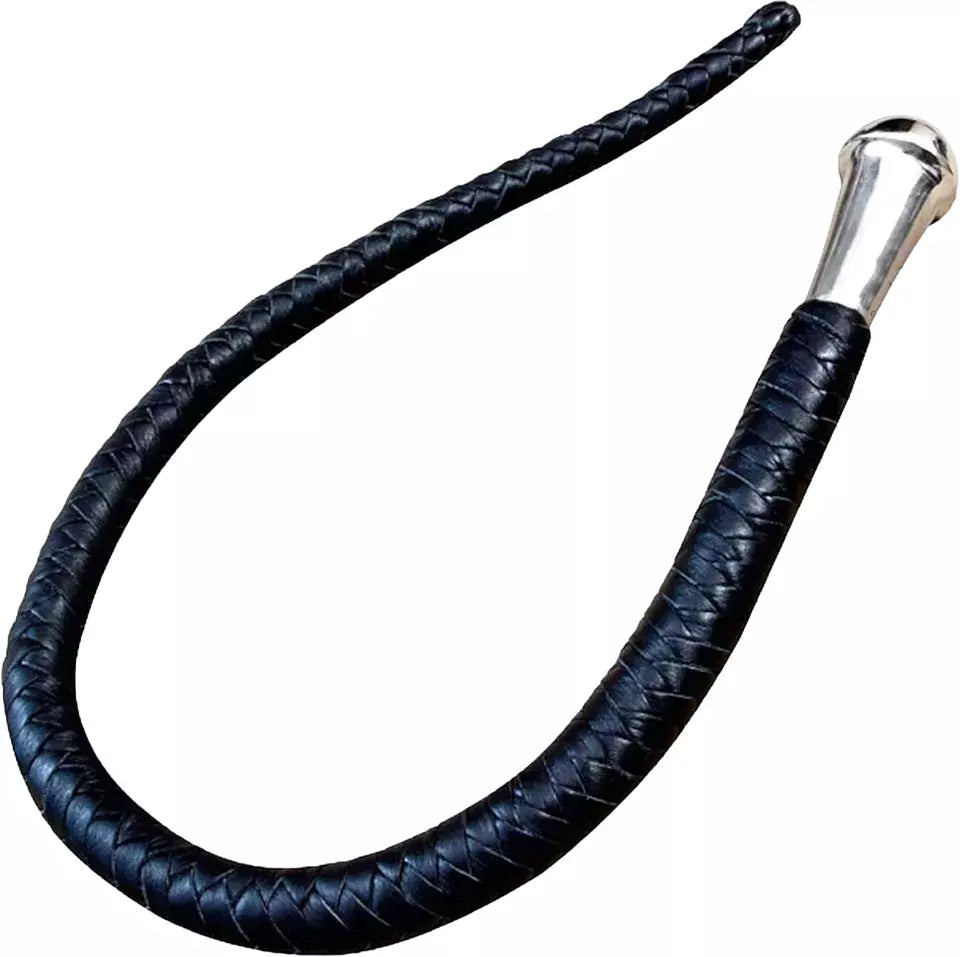 2 to 6 Feet Genuine Black Leather Bullwhip 8 Plait Single Tail for Training Performance