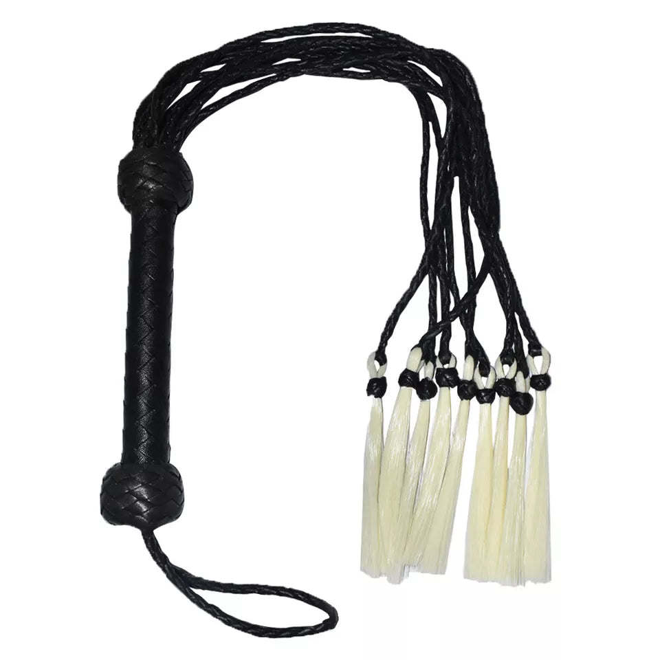 Handmade Bullhead Leather Flogger 9 Braided Tails for Impact Play