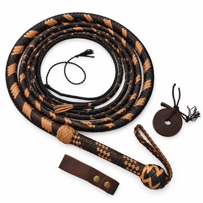 Kangaroo Hide Leather 4 Feet to 16 Feet  Bullwhip 16 Plait Indiana Jones Style Bull Whip