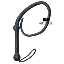 3 Feet Hand Braided Leather Flogging Whip 8 Plait Rope Core with Hardwood Handle