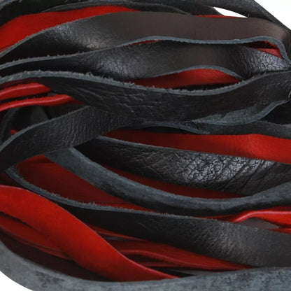 Genuine Red and Black Cowhide Leather Flogger 25 Tail Design