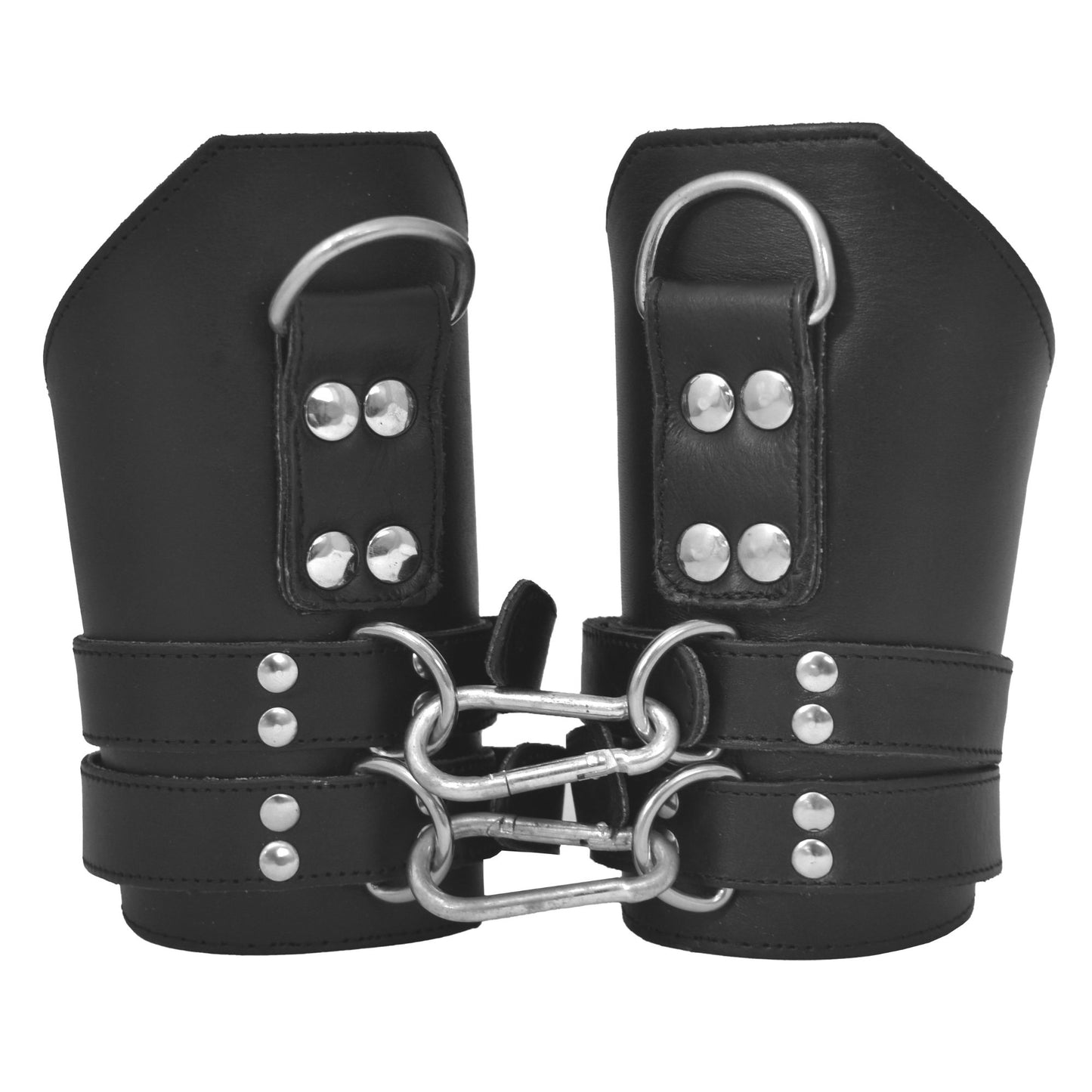 Heavy Duty Leather Suspension Wrist Cuffs Padded Adjustable Locking Restraints for Play
