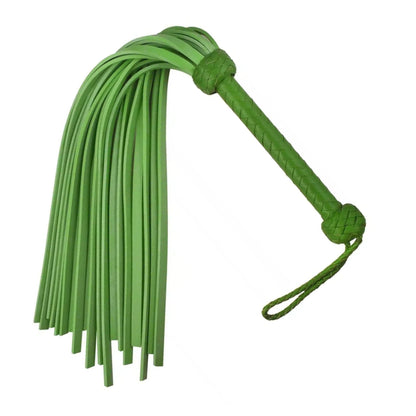 Heavy Duty Green Cowhide Leather Flogger 18 Thick Tails for Deep Thuds Impact
