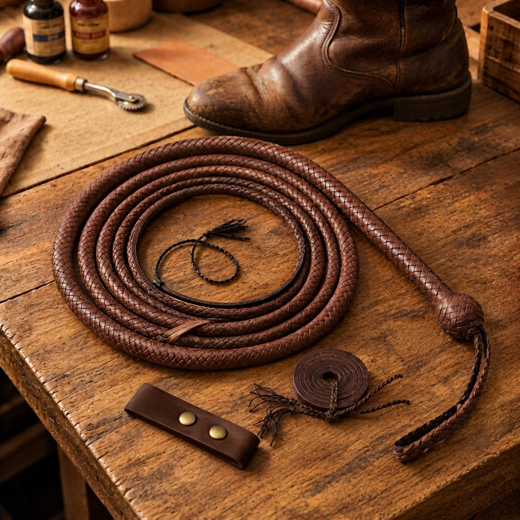 4 Feet to 16 Feet Handmade  Kangaroo Hide Leather Bullwhip 16 Plait Indiana Jones Style Bull whip