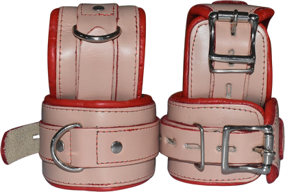 Natural Leather 7 Piece Cuff and Collar Set Wrist Ankle Thigh and Padded Design Handmade