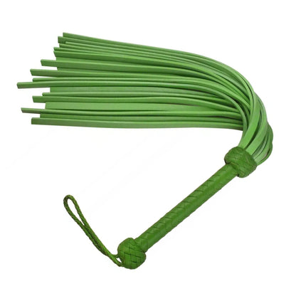 Heavy Duty Green Cowhide Leather Flogger 18 Thick Tails for Deep Thuds Impact