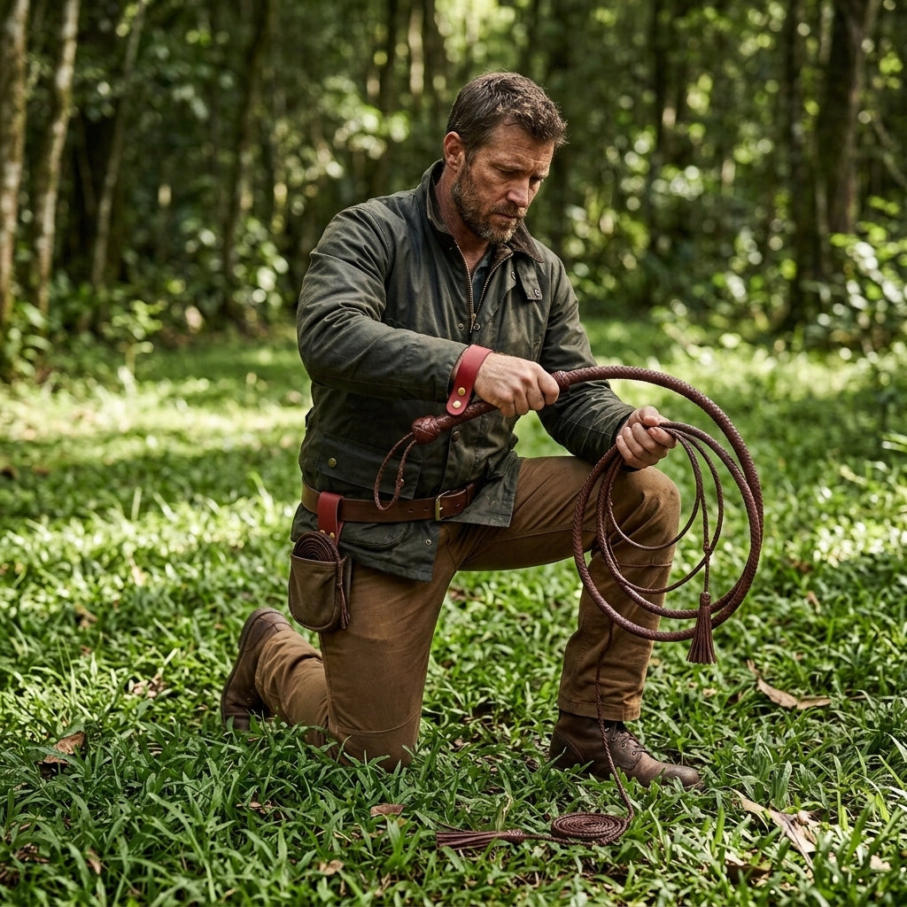 4 Feet to 16 Feet Handmade  Kangaroo Hide Leather Bullwhip 16 Plait Indiana Jones Style Bull whip